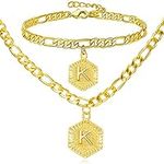 RINHOO 18K Gold Plated Initial Ankl