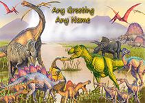 Personalised Dinosaur Greeting Card (Birthday, Christmas, Any Occasion) - Custom Card for Him or Her Male Female Family Kids Boys Girls any Age