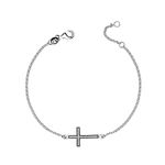 LeCalla 925 Sterling Silver BIS Hallmarked Multi CZ Cross Bracelet for Women and Girls