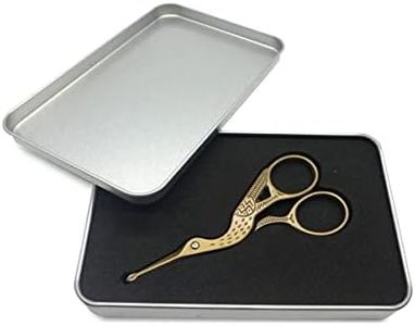 MAYCREATE® Nose Hair Trimmer Ear Nose Hair Scissors for Men, Multipurpose Small Beard Scissors, Women Eyelashes Eyebrow Scissors, Safety Blunt Tip for Facial Hair Moustache, with Storage Box (gold)