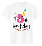 American Apple Graphic Printed T-Shirt for Unisex Happy Birthday Printed Tshirt Casual Half Sleeve Round Neck T-Shirt Cotton (4-5 Years, Its My 5th Birthday)