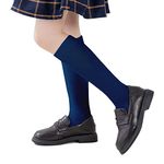 Marchare Girls Knee High Socks Kids Boys School Uniform Seamless Cotton Socks Stockings Navy 3 Pack 10-14 Years