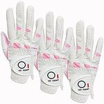 Golf Gloves Women Left Hand or Right Hand All Weather Rain Grip Womens Golf Glove 3 Pack, Ladies Golf Gloves Fit Size Small Medium Large (Large, Worn on Right Hand)