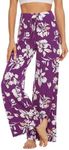 WiWi Pajama Pants for Women Plus Size Pajamas Bottoms Wide Leg Lounge Soft Pj Sweatpants-Viscose Made from Bamboo S-4X, A-light Purple Floral, Small