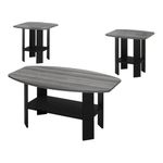 Monarch Specialties I 7928P Table Set, 3pcs Set, Coffee, End, Side, Accent, Living Room, Laminate, Black, Grey, Transitional