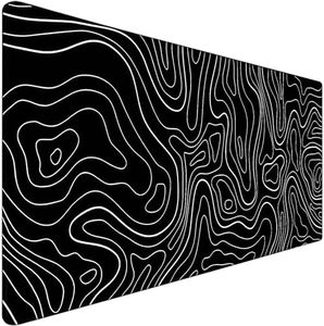 Large Mouse Pad, Big Desk Mat Large Office Desk Pad, Durable Extended Mouse Mat 31.5"x15.7" Mousepad with Non-Slip Rubber Base & Stitched Edge for Home Office Work, White Line
