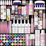 SAVILAND Essentials Acrylic Nail Kit: Premium Easy All-in-1 Nail Kit with Clear White Pink Acrylic Powder EMA Monomer Nail Drill Full Tools For Beginners Extension Carving Home DIY