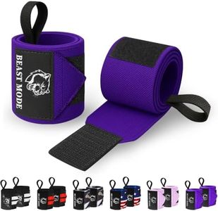 TECEUM Weightlifting Wrist Wraps with Thumb Loop – Purple – Beast Mode – 12 inch – Heavy-Duty Workout Wrist Support & Protection – Ideal for Powerlifting, Strength Training, Bodybuilding