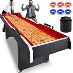 Shuffleboard Table, 9ft Poly Coated Surface, with Accessories, Abacus Style Scoring, Fast Puck Action Play, Indoor and Outdoor Portable Arcade Shuffle Board Game Table for Kids and Adults