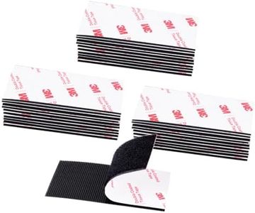 Hook and Loop Tape 2in x 4in x 30 Pairs, Heavy Duty Adhesion Strip, Slef Adhesive Interlocking Tape, Back Adhesive Mounting Strips, Reclosable Sticky Back Interlocking Nylon Picture Hanging Strips
