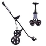 SPOTRAVEL Golf Trolley, Foldable Golf Cart with Ergonomic Handle and Adjustable Bag Straps, Portable Golf Bag Holder for Children Adults