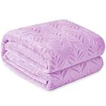 Exclusivo Mezcla Twin Size Fleece Blanket for Bed, Super Soft and Cozy Blankets All Season Use, Leaves Pattern, Plush Fuzzy Lightweight, Lilac,60x80 Inch