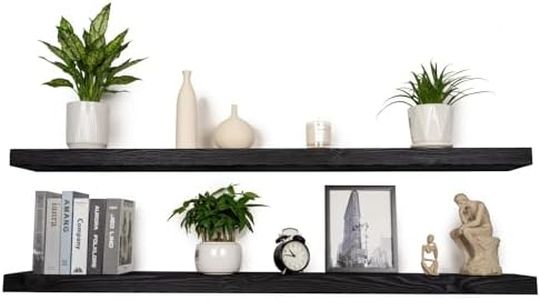 XWNE Rustic Floating Shelves 72 inch Long 8 "deep Set of 2, Heavy Duty Wood Wall Mounted Shelves for Bathroom Living Room Kitchen,Book Shelves with Thickened Hidden Bracket- Black