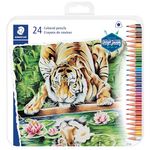 STAEDTLER Colored Pencils, Triangular Barrel, 24 Pack Assorted, Metal Tin 1278 M24