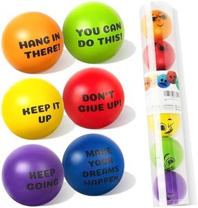 Homotte 6Pcs Motivational Stress Balls for 3+ Kids and Adults, Inspirational Stress Relief Balls Hand Exercise Therapy Ball Set, Double Sided Colorful Foam Stress Ball with Positive Quotes and Smiles