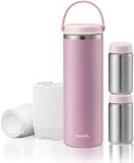 Papablic 360° CapsuleChill Breastmilk Cooler for 36H Safe Storage, Stress-Free Portable Breast Milk Chiller for Working Mom, 20oz Travel Cooler with 2pcs Stainless Steel Baby Bottles, Sakura Pink