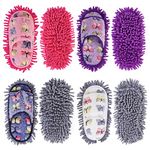 handrong Mop Slippers 4 Pairs of Dusting Slippers Butterfly Microfiber Mopping Slippers Mop Shoes Cleaning Slippers for Men Women Floor Cleaning Washable