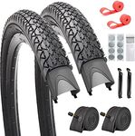 SIMEIQI 26"x2.125" Inch Beach Cruiser Bike Tires Black Wall Diamond Tread with 2 Levers 2 Pcs of 26"x1.75"/2.125" Tubes and 2 Rim Strips,Glueless Patches Kit (Black Wall)