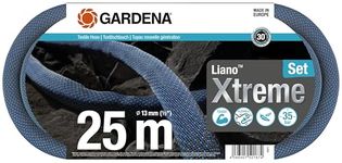 Gardena Liano Xtreme 1/2 inch, 25m set: Extremely robust textile garden hose, for indoor water taps, with PVC inner tube, lightweight, weather-resistant (18475-20)