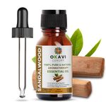 OKAVI Natural Sandalwood Essential Oil Diffuser Aroma Oil for Home Fragrance - Chandan Oil for Skin, Hair, Relaxation & Sleep Sandalwood Essence Oil For Candle, Soap Making DIY - 15ML