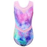 ZNYUNE Children's Gymnastics Leotard, Girls' Leotard, Sleeveless, Classic 278 Galaxy 12A