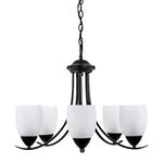 Yosemite Home Decor 1261-5U-ORB 5-Light Chandelier with White Etched Glass, Bronze