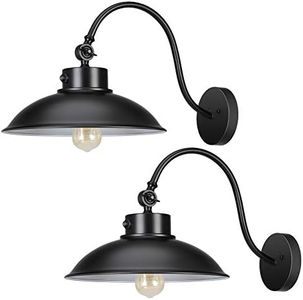 DEWENWILS Dusk to Dawn Outdoor Wall Lights, 2 Pack Farmhouse Gooseneck Barn Light Fixtures, Matte Black Exterior Wall Mount Sconces Waterproof Outside Porch Lights Lamp for Garage, Patio, Entryway