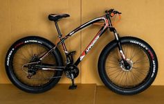 Appebrow Jaguar Adult Unisex Fat Tyre Front Mountain Bike, 26-Inch Wheels, Disc Brakes, Orange and Black