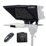 Feelworld TP16 16 Inch Folding Teleprompter for Up to 16" Tablet Horizontal Vertical Prompt for Live Streaming Interview Speech Online Teaching Vlogger with APP Remote Control Carry Case, Black