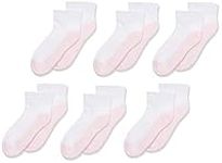 Jefferies Socks Girls' Big Sport Quarter Crew Socks Half Cushion 6 Pack - White - L