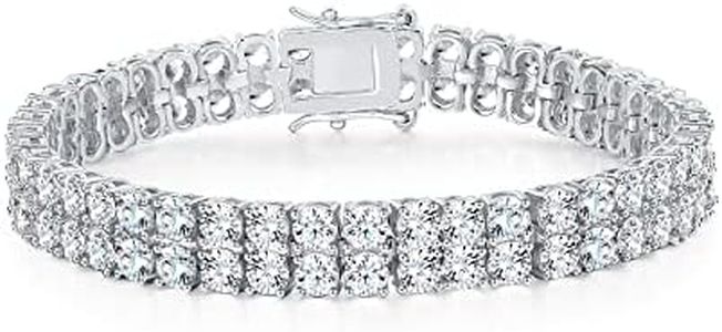 Gemsme Tennis Bracelets for Women Men 18K Yellow Gold/White Gold Plated 2 Row 4.0 Round Cubic Zirconia Tennis Bracelet Iced Out Hip Hop Bracelet 6.5/7/7.5/8/8.5 Inches, 7.5 inch, Brass, Cubic Zirconia
