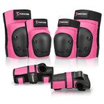 Forzueby Adult/Kids Knee Pads Elbow Pads Wrist Guards 6 in 1 Protective Gear Set for Inline Roller Skating Skateboarding Scooter BMX etc