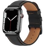 HITZEE Leather Straps Compatible with Apple Watch Strap 49mm 45mm 44mm 42mm for Women Men, Genuine Leather Band Compatible with Apple Watch Ultra 2 Ultra SE2 SE Series 9 8 7 6 5 4 3 2 1, Black