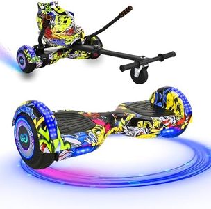 G1 Graffiti Yellow Hoverboard & Hoverkart Bundle | Self-Balancing 6.5" Scooter with LED Lights & Bluetooth | Hoverboard Go Kart Bundle for Kids, Teens, and Adults