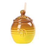 Merishopp 10oz Honey Jar with Dipper and Lid Porcelain Honey Container for Honey Style A