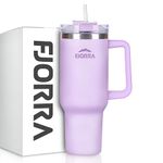 FJORRA 1.2L Stainless Steel Tumbler with Handle, Tumbler with lid and Straw | Sipper Bottle for Adults, Leak Proof Mug for Hot & Cold | 40oz Reusable Water Bottle for Gym, Office, Travel (Purple)