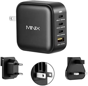 MINIX NEO P3 100W Turbo 4-Ports GaN Wall Charger, 3 x USB-C Port Fast Charging Adapter(Max 100W/20W), 1 USB-A (Max 18W). Compatible with MacBook Pro Air, iPad Pro, iPhone 13,12,Galaxy S9 and More.