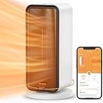 Govee Life Space Heater, Smart Electric Heater with Thermostat, Wi-Fi & Bluetooth App Control, Works with Alexa & Google Assistant, 1500W Ceramic Portable Heater for Office, Bedroom, Indoors, White