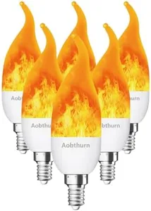 aobthurn Flame Light Bulbs, 3 Modes LED Flame Effect Light Bulb, E12 Base Flickering Light Bulb with Gravity Sensor, Flickering Light Bulbs Halloween Home Party (6 Pack-E12)