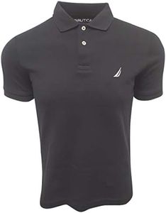 Nautica Men's Slim Fit Short Sleeve Solid Polo Shirt, Black, X-Large