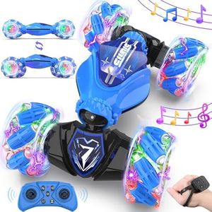 Gesture Sensing Remote Control Car Toys - Drift RC Stunt Car for Kids | 360° Rotating 4WD Transform RC Cars | 2.4Ghz Hand Controlled Car with Lights Music |Birthday Chirstams Gifts to Boys Girls Blue