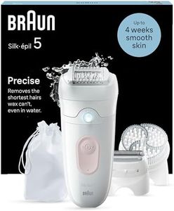 Braun Silk-épil 5 Epilator for Easy Hair Removal, Braun Epilator for Women, Wet & Dry, Lasting Smooth Skin, with Lady Shaver, Trimmer Comb & Exfoliation Brush Heads, 5-060, White/Flamingo