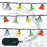 Twinkle Star Set of 30 Christmas Musical Bell String Lights, 25 Classical Holiday Songs, 7 Functions Clear Incandescent Bulb Green Wire Light with Multicolor Bells for Indoor Xmas Home Decorations