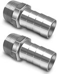 Horiznext Stainless Steel Barbed Fitting 1 inch id Barb Hose Connector Male npt 1in Coupler, Pack of 2 pcs