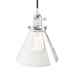 PathsOn Industrial Vintage Pendant Light Fitting Ceiling Lamp Hanging Light Fixture Chandelier for Loft Coffee Bar Kitchen Island with 7.3" Clear Glass lampshade (Chrome)