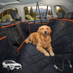 iBuddy Dog Car Seat Covers for Back Seat of Cars/Trucks/SUV, Waterproof Dog Car Hammock with Mesh Window, Side Flaps and Dog Seat Belt, Durable Anti-Scratch Nonslip Machine Washable Pet Car Seat Cover
