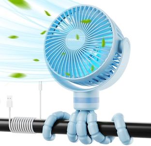 Momcozy Portable Stroller Fan, 8000mAh, 27H Ultra-long Battery Life, Detachable 4 Speed 360°Rotate, LED Night Light with 2 Modes, USB Rechargeable Handheld Cooling Fan for Travel, Car Seat, Bedroom