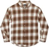 Double Pump Big and Tall Flannel Shirts for Men Cotton Long Sleeve Casual Button Down Plaid Shirt from XXL (T) to 6XL(T), Brown, 4X-Large Tall