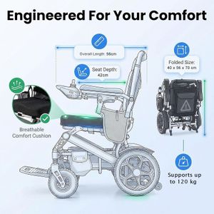 Free To Be Ultra Lightweight Folding Electric Wheelchair, 20kg, Silver