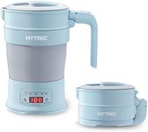 HYTRIC Travel Electric Kettle, 700ML Foldable Small Kettle BPA-Free, Portable Kettle with Multifunctional Panel, Collapsible Hot Water Kettle with Keep Warm & Delay Start, 110V Blue